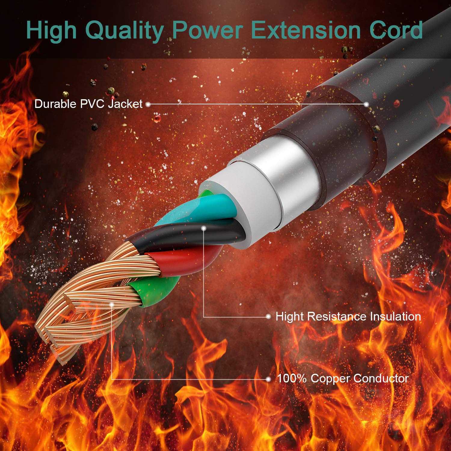 Rophor Dryer Extension Cord 4 Prong, 30 Amp NEMA 14-30P to 14-30R Extension Cord for Dryer Power Extension and EV Charging