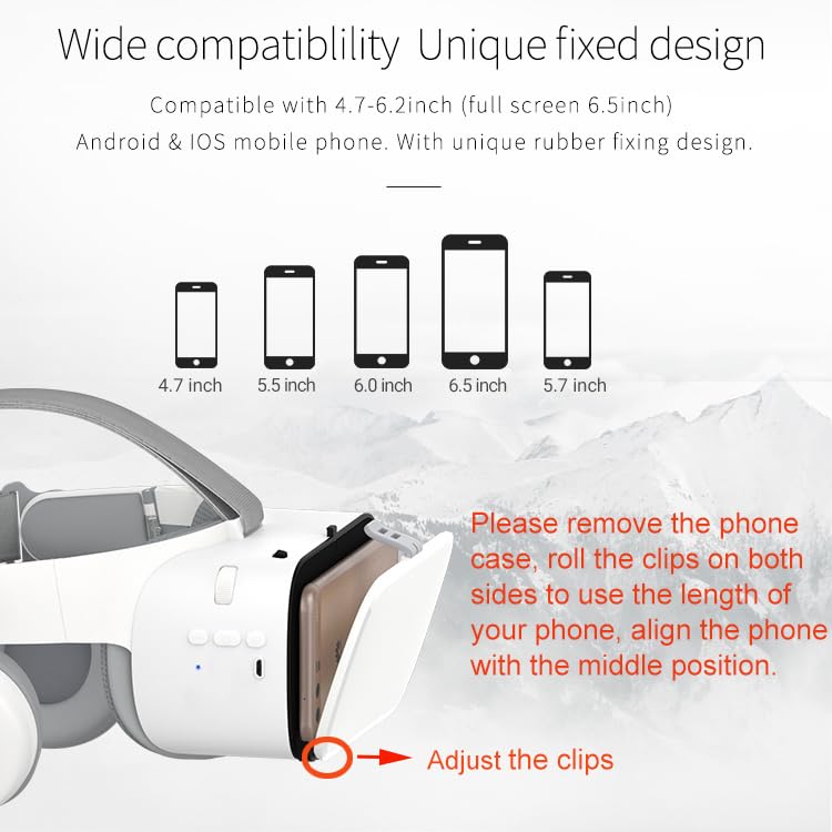 VR Headset for iPhone & Android Phones with Wireless Headphones
