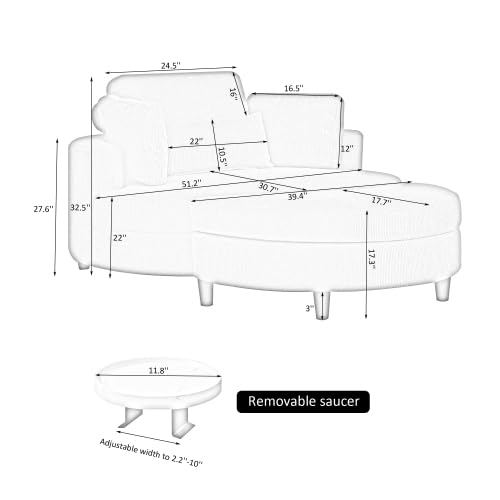 51.5-Inch Oversized Swivel Accent Barrel Chair with Storage Ottoman ,Button Decor and 4 Pillows