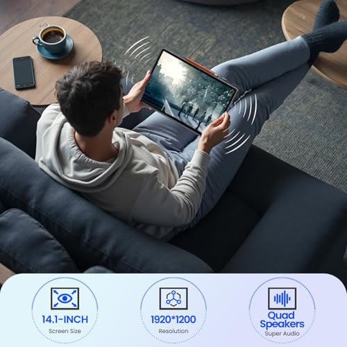 14 inch Large Screen Tablet, Android Tablet 16GB RAM 256GB ROM, 1920 * 1200 IPS FHD Display, Widevine L1, 10000mAh 18W Charging, Wi-Fi & Bluetooth