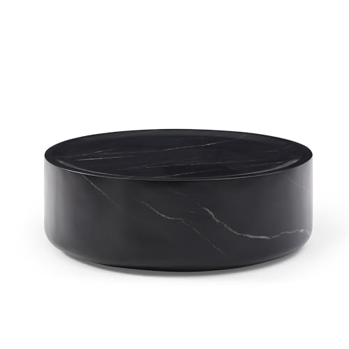 JUSTONE 15.75 ''Round Coffee Table, Accent End Table for Living Room Office Apartment, Modern Minimalist Side Table with Faux Marble Pattern