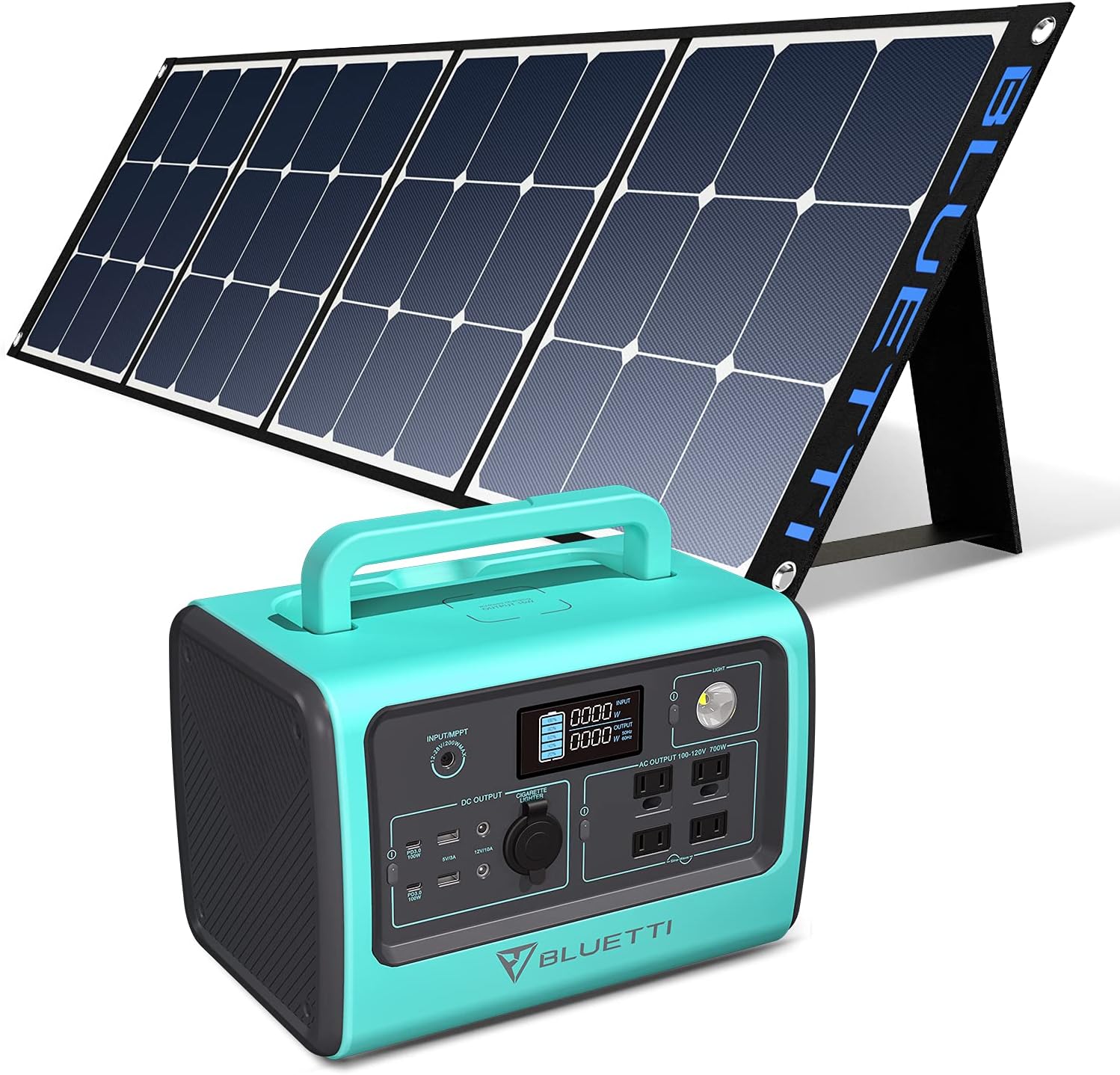 BLUETTI Portable Power Station EB70S 800W Solar Generator 716Wh LiFePo4 Battery Backup w/ 4 110V AC Outlets, 2 100W Type-C, LED Flashlight