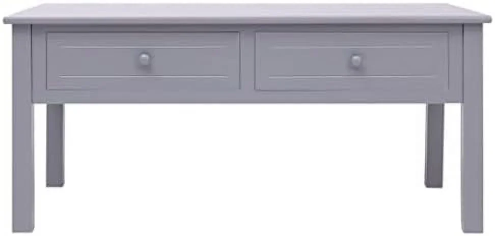 YZboomLife Wood Coffee Table with 2 Drawers - Gray Paulownia and Poplar  - Scandinavian and Farmhouse Style