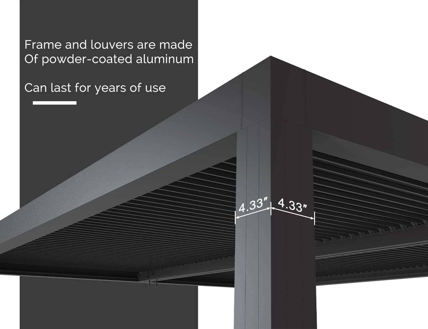 PURPLE LEAF Louvered 11' x 13' Outdoor Aluminum Pergola with Adjustable Roof for Deck Backyard Garden Grey Patio Hardtop Gazebo