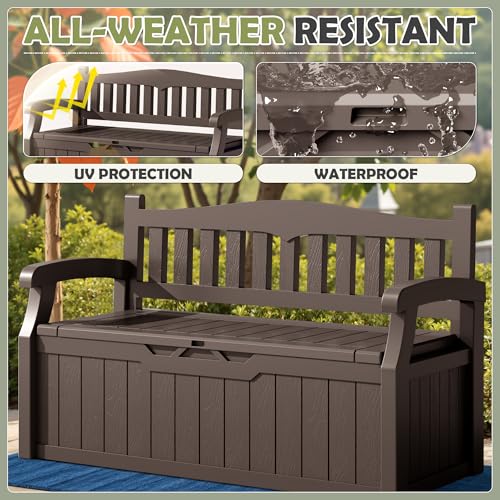Homall 75 Gallon Outdoor Storage Benches Lockable Deck Box with Waterproof and UV Resistant, Waterproof Storage Box for Patio Furniture, Tools