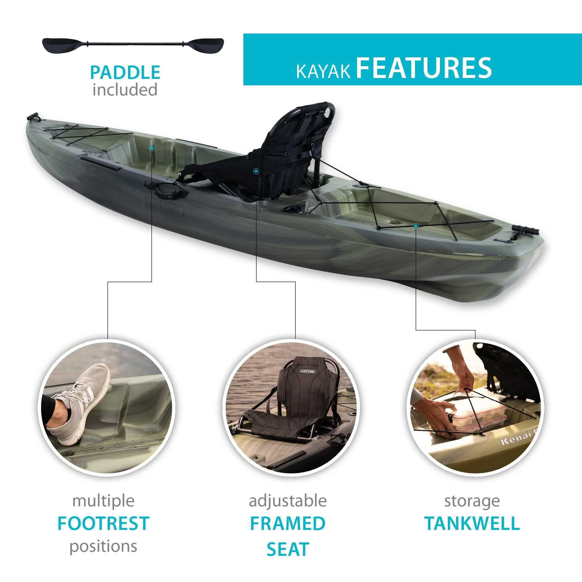 Lifetime Kenai Pro Angler 100 Kayak Moss Fusion - 91149
