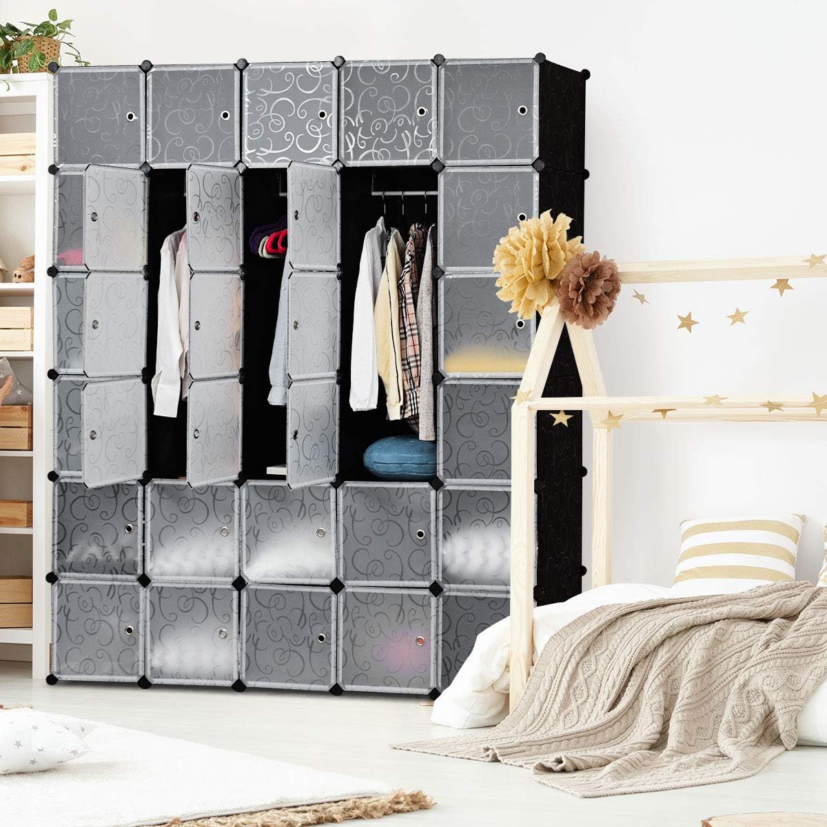 Tangkula Cube Storage Organizer, Cube Closet Storage Shelves, DIY Plastic PP Closet Cabinet, Modular Bookcase