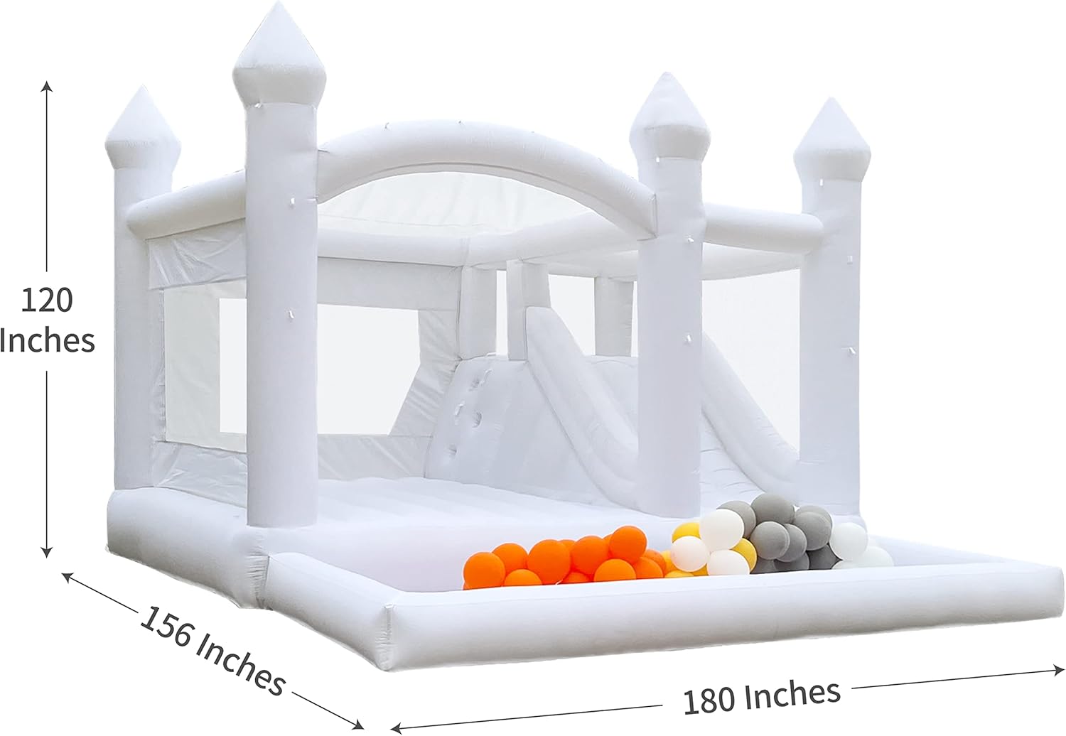 White Bounce House with Slide Ball Pit Blower Oxford Cloth Inflatable 15FTx 13FT Large White Bounce House Bouncy Castles for Kids Adult Birthday