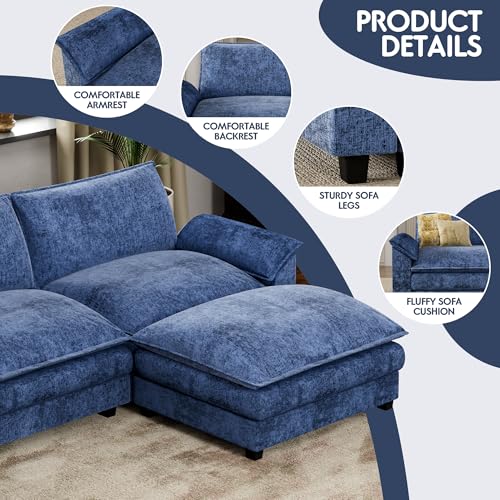 Homall 119" Modular Sectional Sofa, L Shaped Sofa Couch with Reversible Ottoman, DIY Combination Chenille Deep 3-Seat Cloud Couch for Living Room