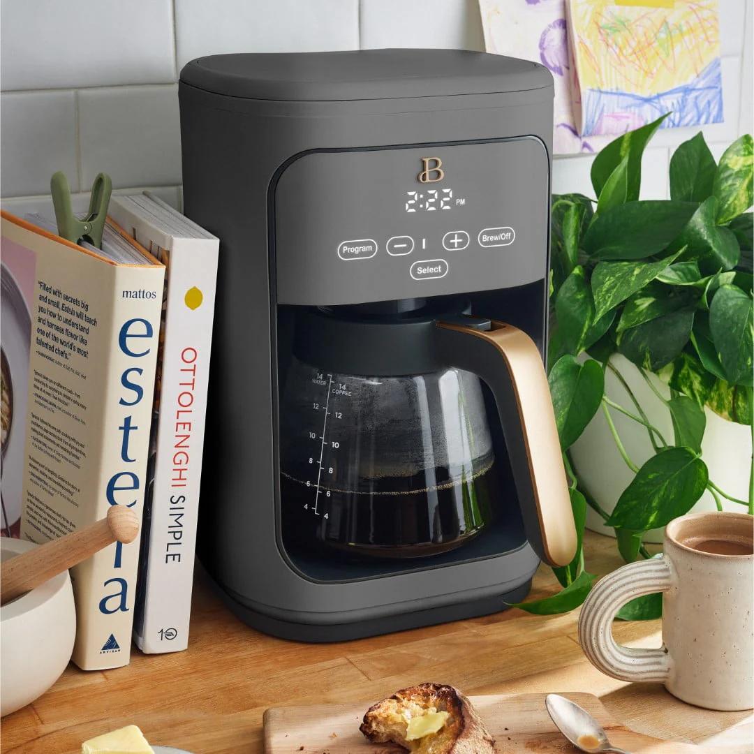 Beautiful 14-Cup Programmable Drip Coffee Maker with Touch-Activated Display, Rose by Drew Barrymore