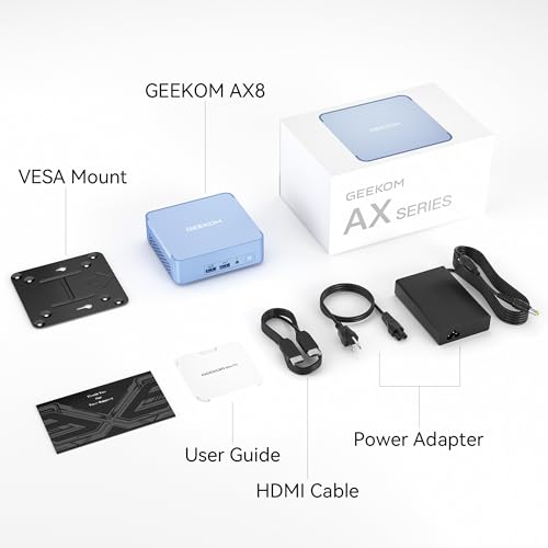 GEEKOM AX8 Pro Ai Mini PC,AMD Ryzen R7-8845HS (8C/16T,up to 5.1GHz) Mini Computers, 32GB DDR5 5600Mhz RAM&1TB PCIe Gen 4 SSD