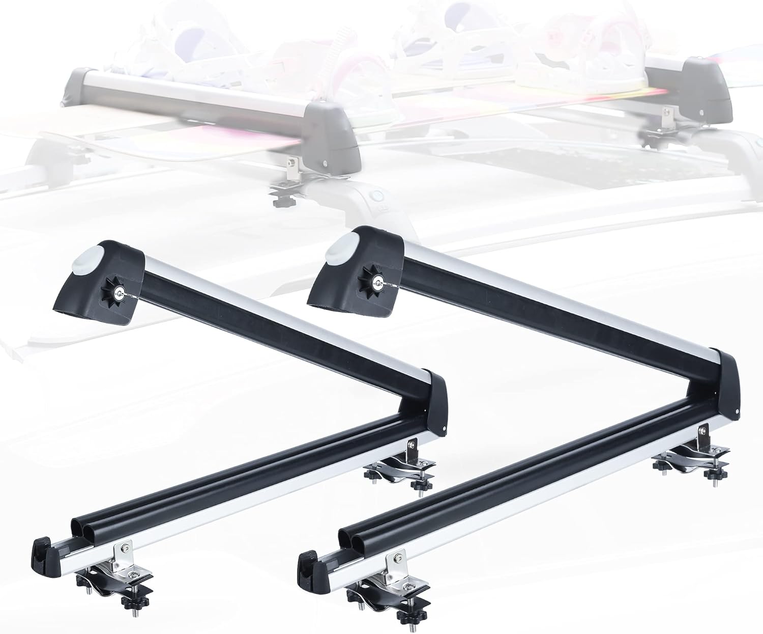 GPT RACK 33'' Ski & Snowboard Racks, Aluminum Universal Ski Roof Rack Fits for 6 Pairs of Skis Or 4 Snowboards