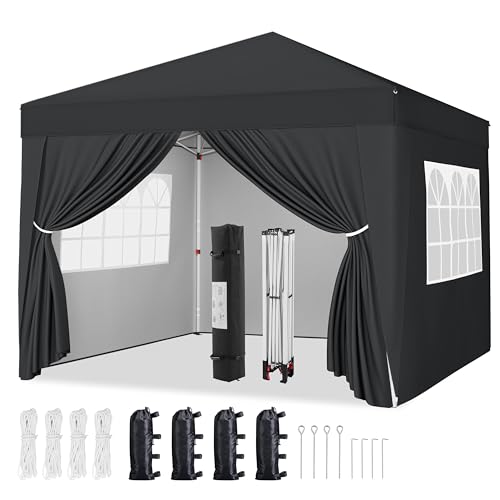 Yaheetech 10x10 Pop Up Canopy with 4 Removable Sidewalls, Portable Enclosed Instant Tent, Waterproof Outdoor Tent, Beach Sun Shelter with 4 Sandbags