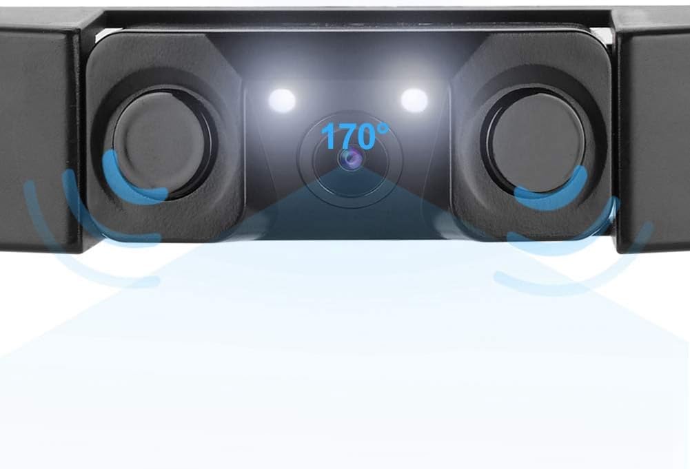 3 in 1 2LED Car License Plate Frame Parking Sensor Radar Rearview Reverse Backup Camera Pack of 2