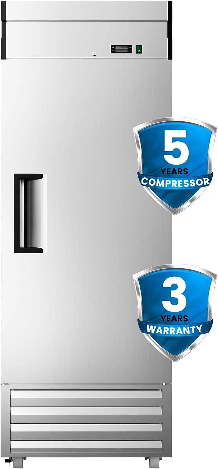Hoccot Commercial Freezer 27" W 23 Cu. Ft Single Door Stainless Steel Reach-In Upright Freezer -10℉-10℉ Kitchen Restaurant