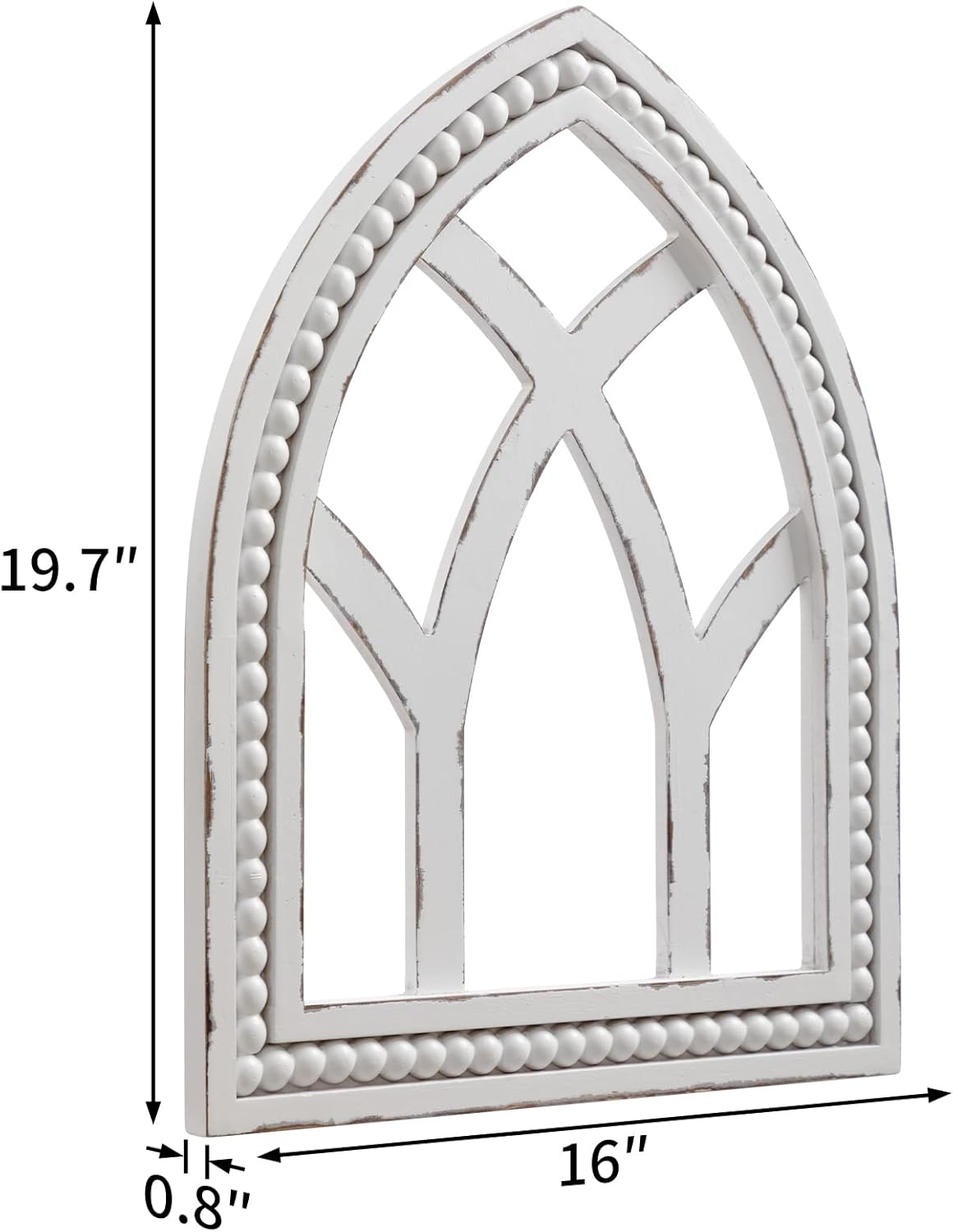 ALIMORDEN Gothic Style Arched Wood and Metal Rustic Window Pane Decorative Cathedral Window Frame