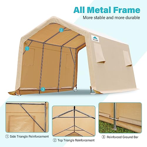 ADVANCE OUTDOOR 10x10 ft Heavy Duty Outdoor Patio Portable Canopy Storage Shelter Shed Carport with 2 Roll up Zipper Doors & Vents for Snowmobile