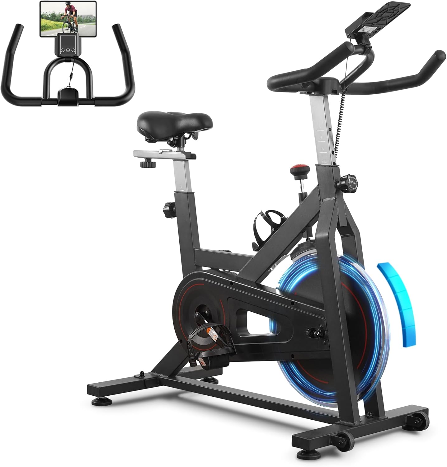 Exercise Bike Stationary Bikes for Home Cycling Bike Indoor Bike with Resistance Comfortable Seat Cushion LCD Monitor Silent Belt Drive Heavy