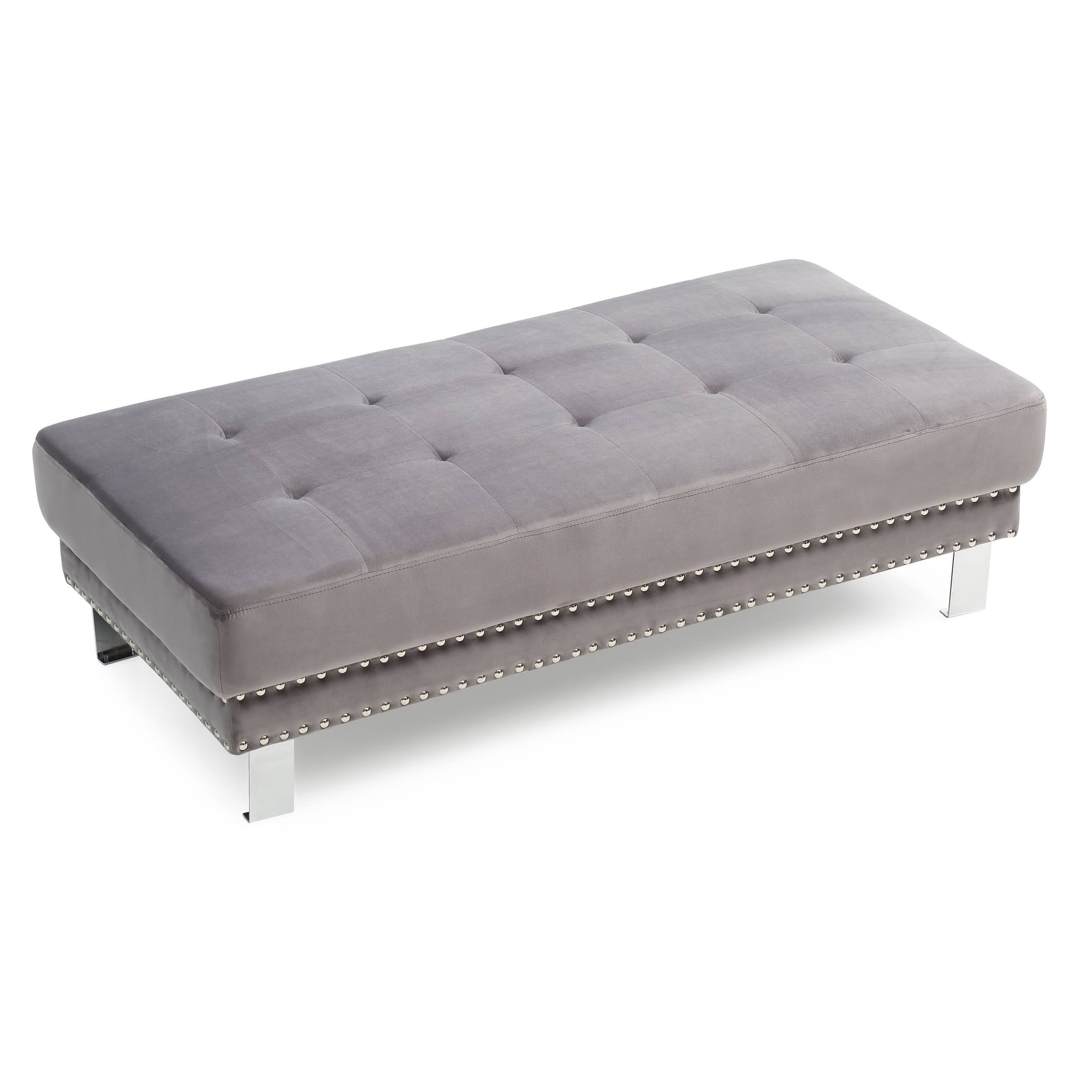 Glory Furniture Derek Velvet Ottoman in Black - G372-O