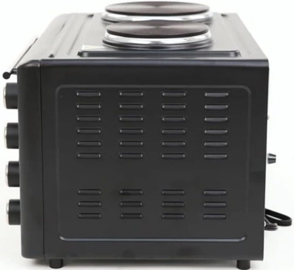 Avanti Portable Oven Multi-Function with Convection Rotisserie and Dual Burner Cooktop, 60 Minute Timer and Auto Shut-Off, 1.4 Cu.Ft., Black