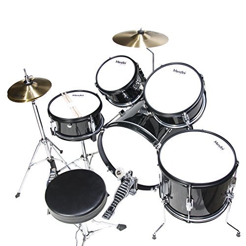 Mendini by Cecilio Drum Set, 5 Piece 16 Inch Junior Drums Kit with Bass, Toms, Snare Drum, Cymbal, Hi-Hat