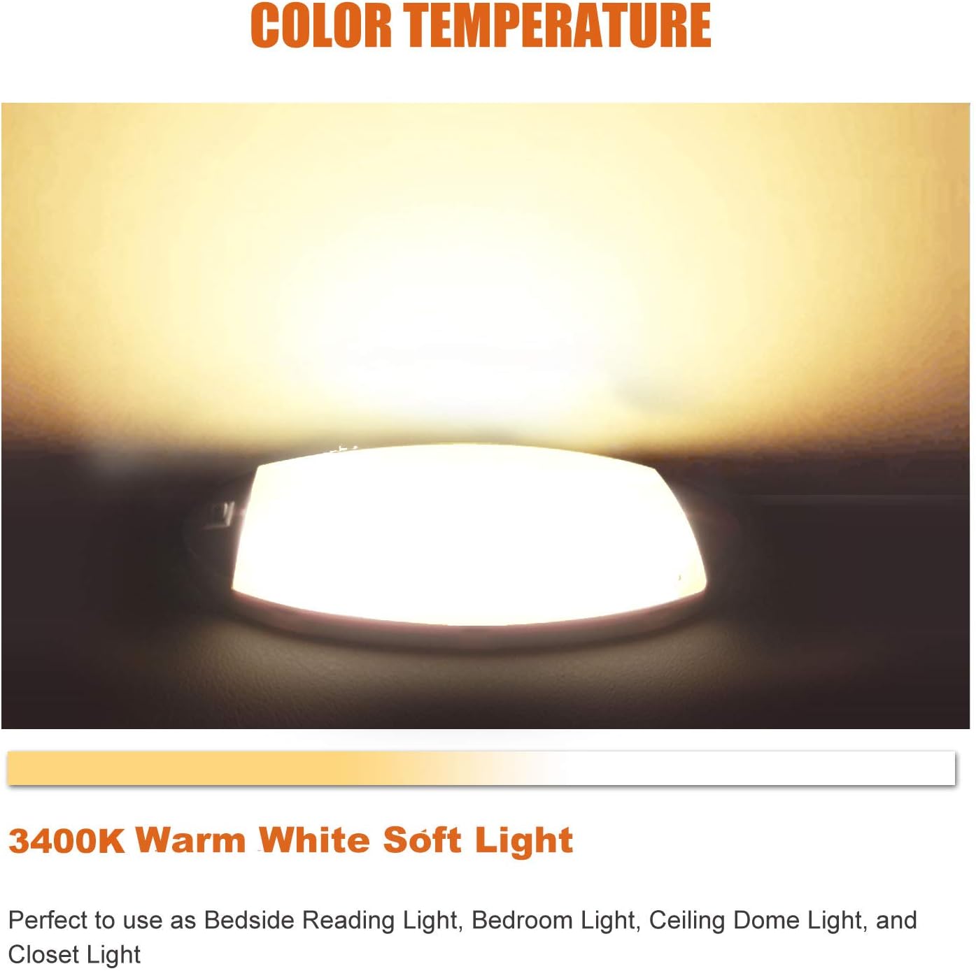 Facon Fashion LED Bright Pancake Light 12 Volt Interior Ceiling Dome Light with On/Off Switch for RV Motorhomes Camper Caravan Trailer Boat (with
