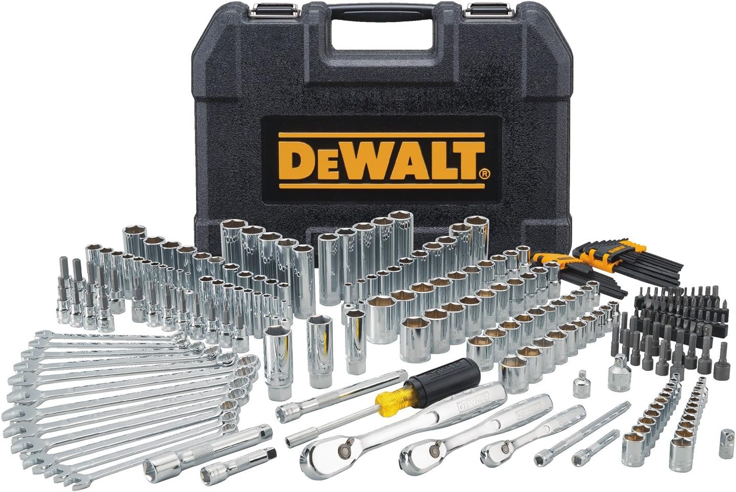 DEWALT Mechanics Tool Set, 205-piece, 1/4" & 3/8" & 1/2" Drive, SAE/Metric (DWMT81534)