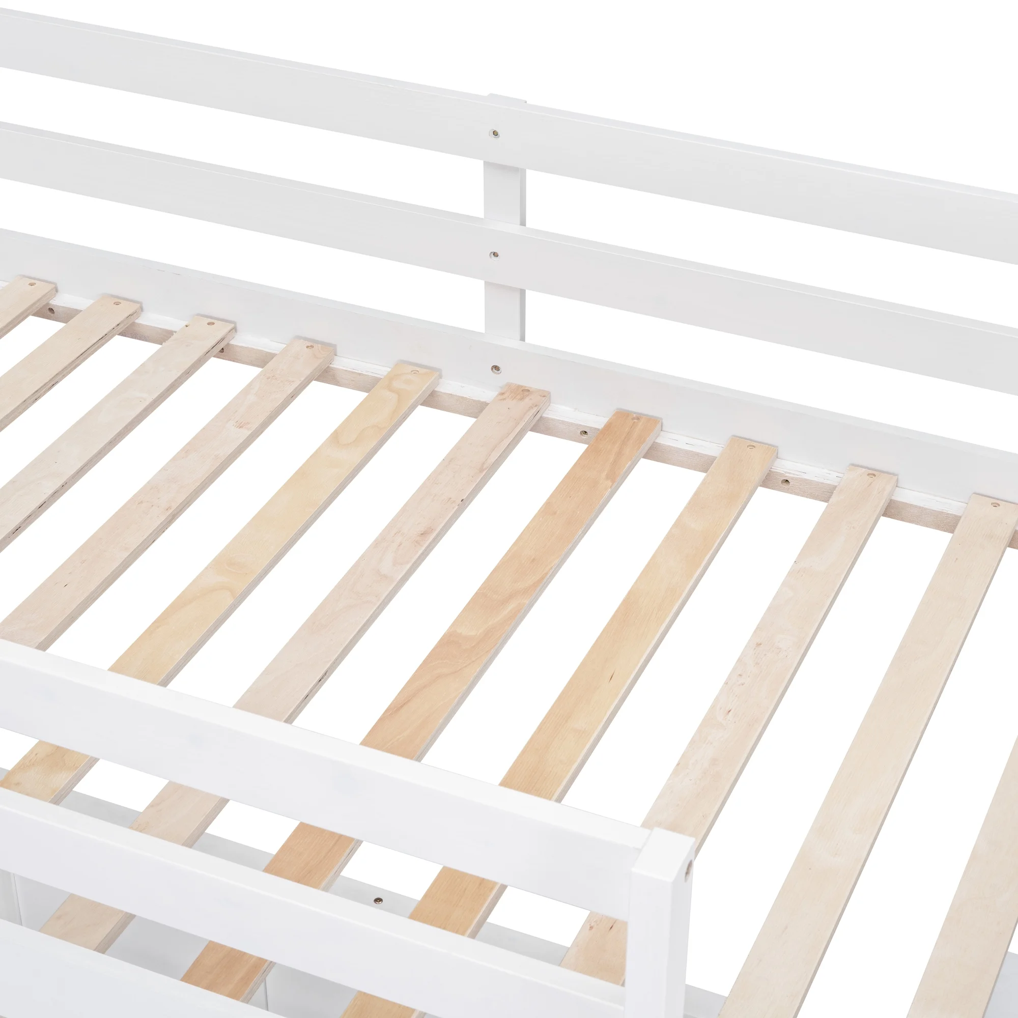 Bellemave Twin Over Full Bunk Bed with Desk and Storage Drawers, Solid Wood L-Shaped Loft Bunk Bed Frame for Kids Teens Adults (White)