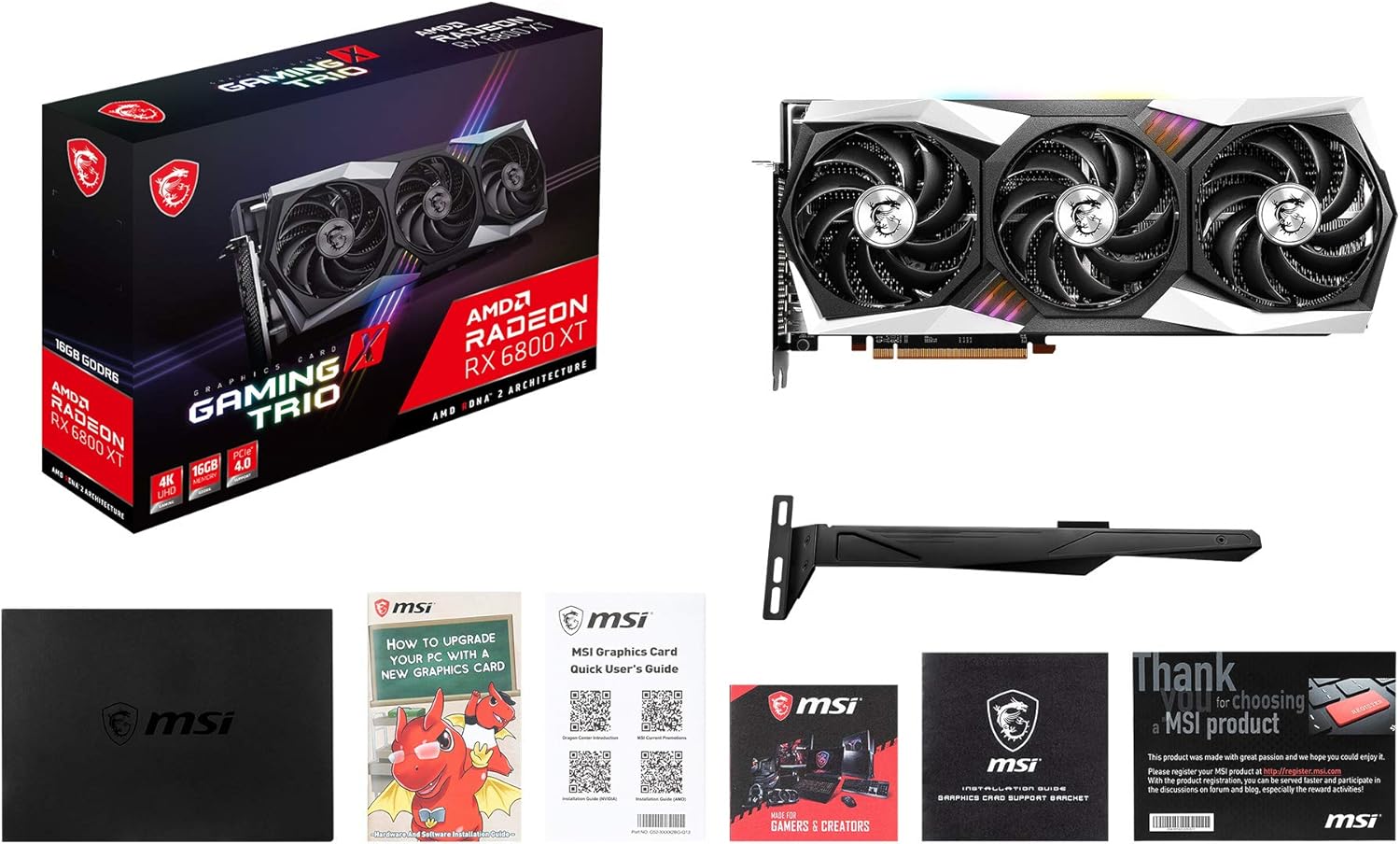 MSI Gaming Radeon RX 6800 XT 16GB GDRR6 256-Bit HDMI/DP 2285 MHz RDNA 2 Architecture OC Graphics Card (RX 6800 XT Gaming X Trio 16G)