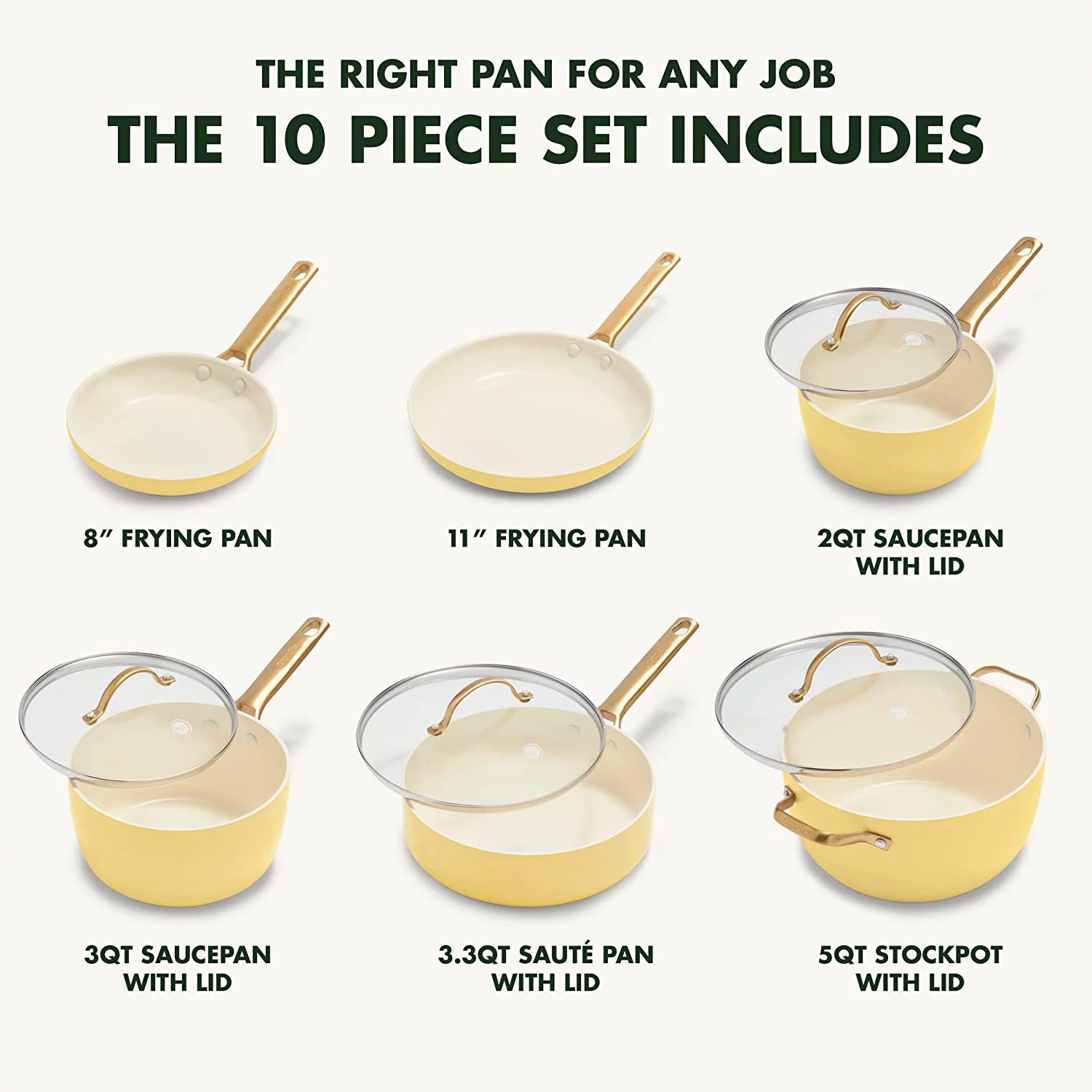 en Reserve Hard Anodized Healthy Ceramic Nonstick 10 Piece Cookware Pots and Pans Set  Gold Handle  PFAS-Free  Dishwasher Safe  Oven Safe  Twilight