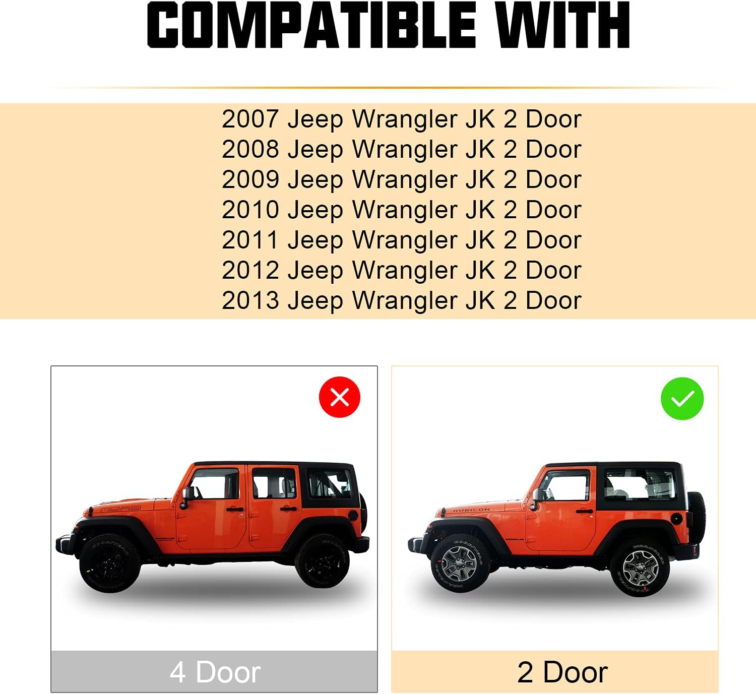 Winunite Black Slush Floor Mats Compatible with Jeep Wrangler JK 2 Door 2007-2013 Front and Rear Row All Weather Protector Mat TPE Floor Carpet Liner