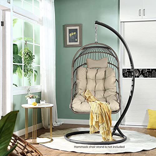 Chihee Egg Chair Foldable Wicker Rattan Hanging Chair Swing Chair Indoor Outdoor Patio Wicker Chair Hammock Chair with Stainless Steel Hanging Kit