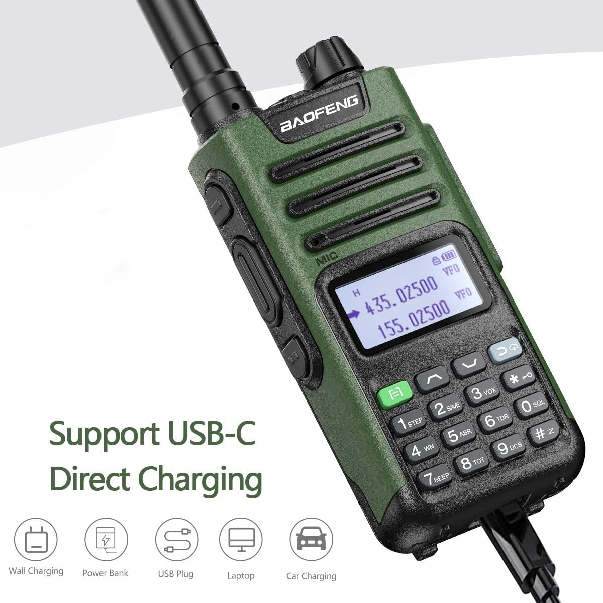 BAOFENG GM-15 PRO GMRS Radio Long Range Walkie Talkies Rechargeable,GMRS Repeater Capable,NOAA Scanning & Receiving Two Way Radio