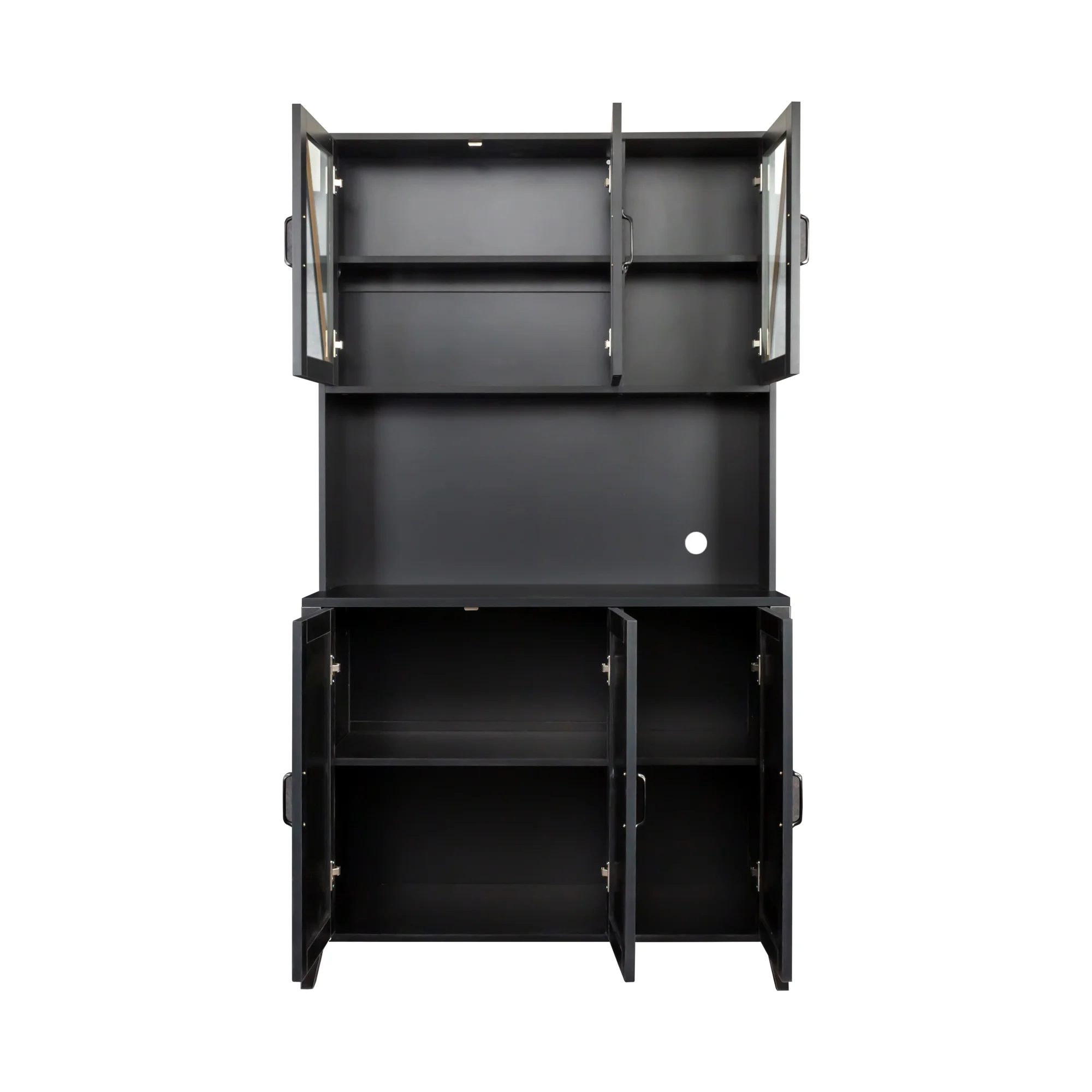 paproos Buffet Cabinet with Hutch, Kitchen Pantry Storage Cabinet, Black Sideboard for Kitchen, Storage Microwave Cabinet with Storage Space