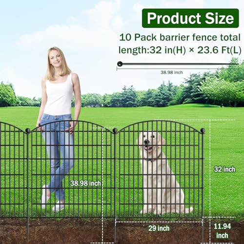 10 Panels No Dig Decorative Garden Fence - 40 in (H) x 23.6 ft (L)