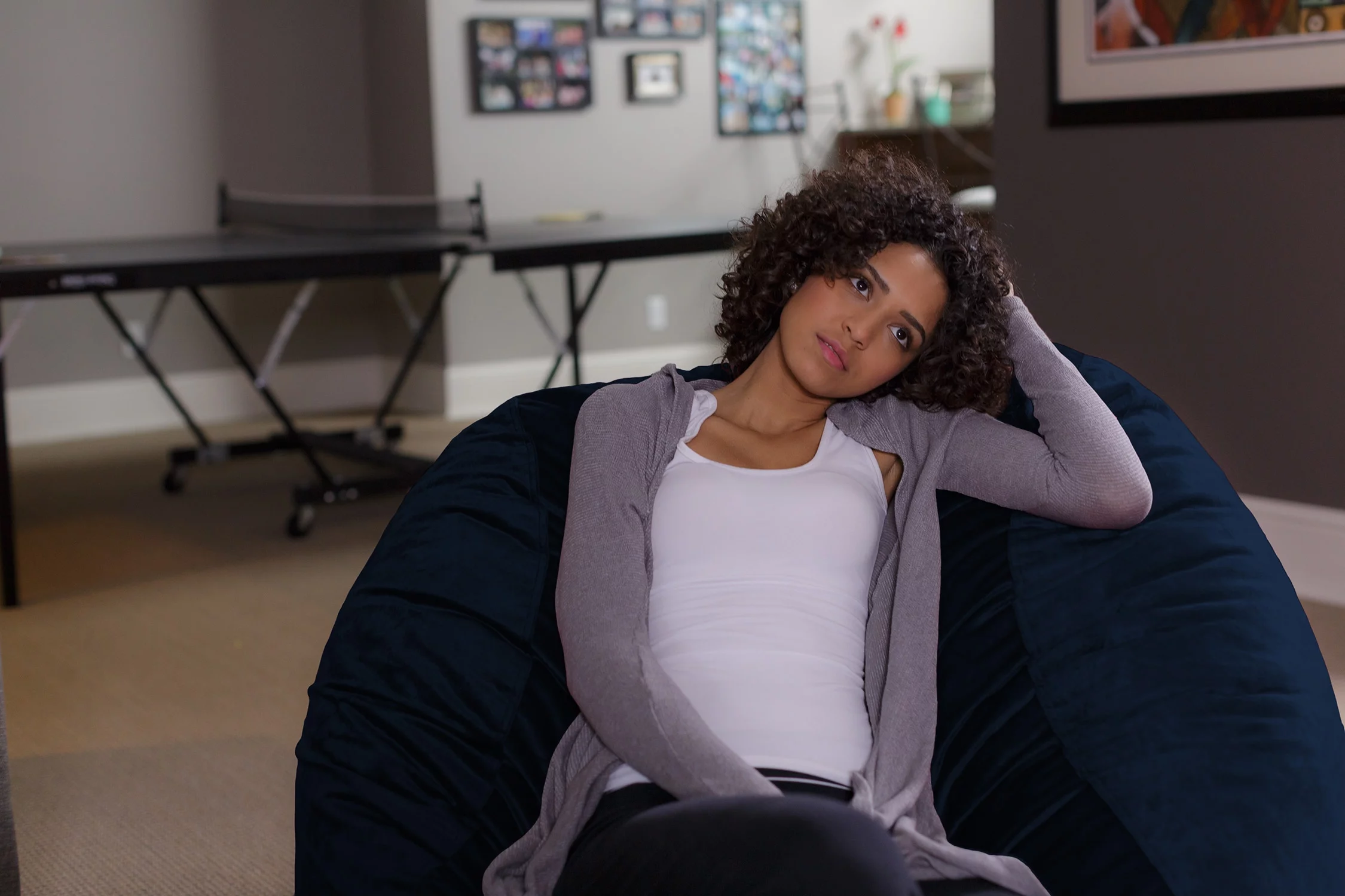 Sofa Sack Bean Bag Chair, Memory Foam Lounger with Microsuede Cover, Kids, Adults, 4 ft, Navy
