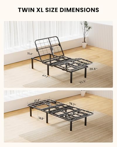 Amada Queen Adjustable Bed Frame with Massage, Head & Foot Incline, Wireless Remote, 4 Built-in USB Ports, LED Night Light, 4 Height-Adjustable Legs