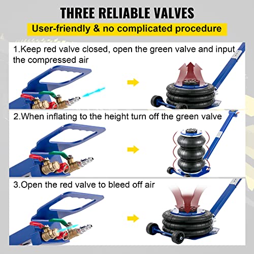 VEVOR Air Jack, 6 Ton/13000 lbs Quadruple Bag Air Jack, Lift up to 26.5", with Heightened Column & Adjustable Handle, Thick Rubber Pad