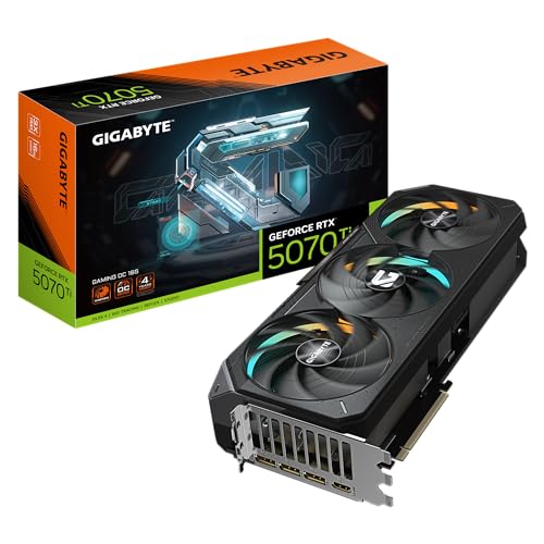 GIGABYTE GeForce RTX 5070 Ti AERO OC 16G Graphics Card, 16GB 256-bit GDDR7, PCIe 5.0, WINDFORCE Cooling System, GV-N507TAERO OC-16GD Video Card