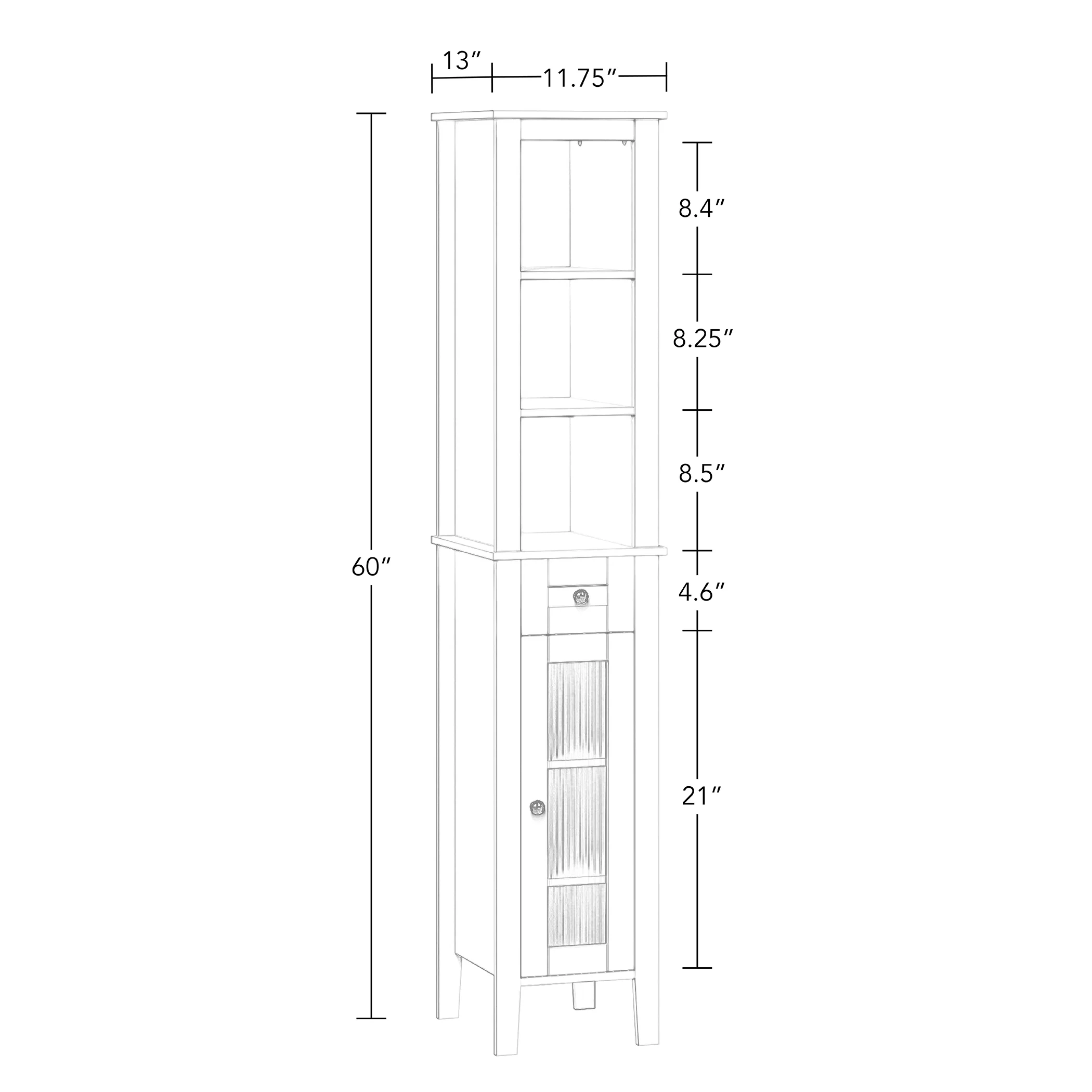 RiverRidge Prescott Slim Tall Transitional Wood Cabinet in White