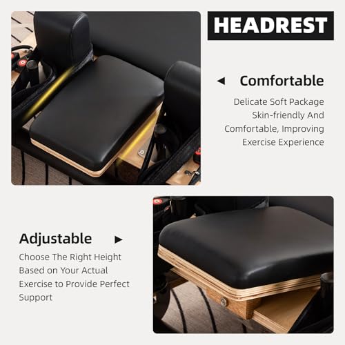 Pilates Reformer Machine - Foldable Wooden Reformer with Springs, Jump Board & Sitting Box | Home & Studio Use for Core Strength