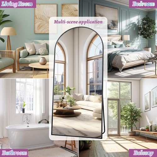 Full Length Mirror, 76"x34" Arched Floor Mirror Freestanding, Floor Standing Full Body Mirror with Stand for Bedroom