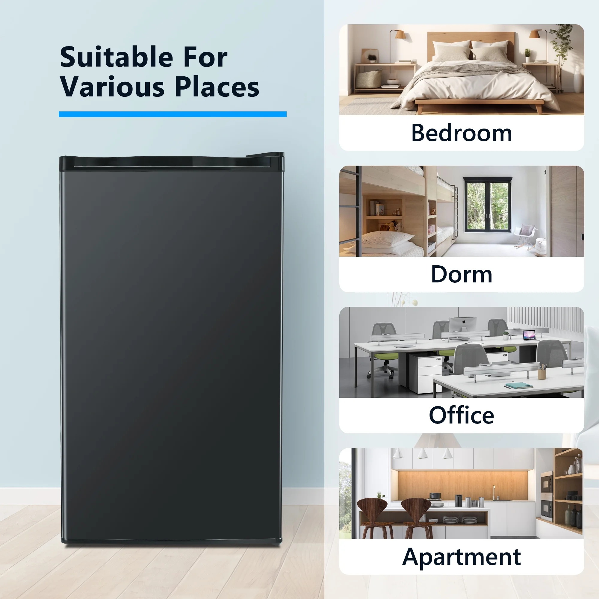 Simzlife 3.2 Cu.ft Mini Fridge with Freezer, Compact Design with Single Door, 19.3 in D, 31.9 in H - Curated Treasures Market