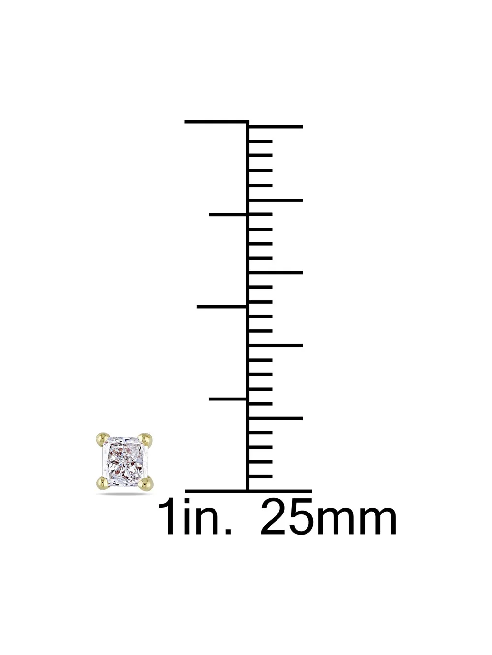 Princess Cut Diamond Solitaire Stud Earrings 1/2 Carat (Clarity I1-I2 Color H-I Ctw) in 14K Yellow Gold