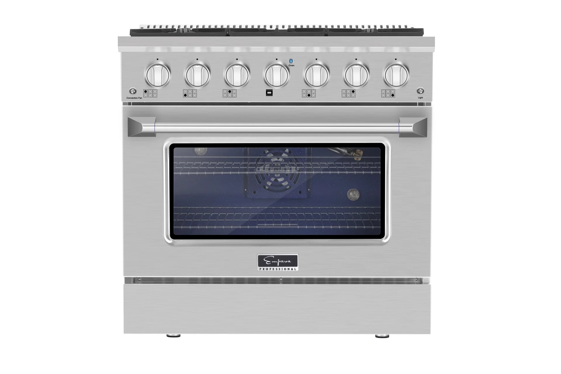 Empava 36 in. 5.2 cu. ft. Pro-Style Slide-In Single Oven Gas Range with 6 Sealed Ultra High-Low Burners