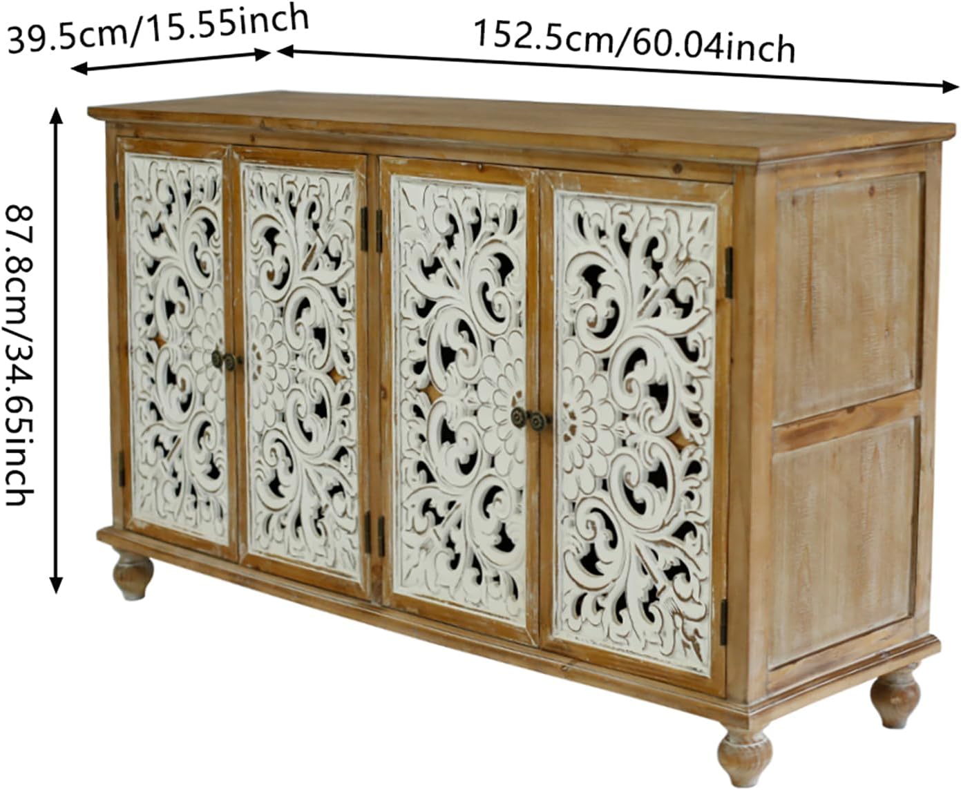 Dolonm Accent Cabinet with 4 Doors, Farmhouse Sideboard Buffet Cabinet with Storage