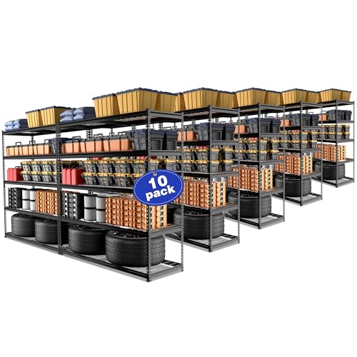 WORKPRO 5-Tier Metal Shelving Unit, 48”W x 24”D x 72”H, Heavy Duty Adjustable Storage Rack, 4000 lbs Load Capacity (Total), for Garage, Basement