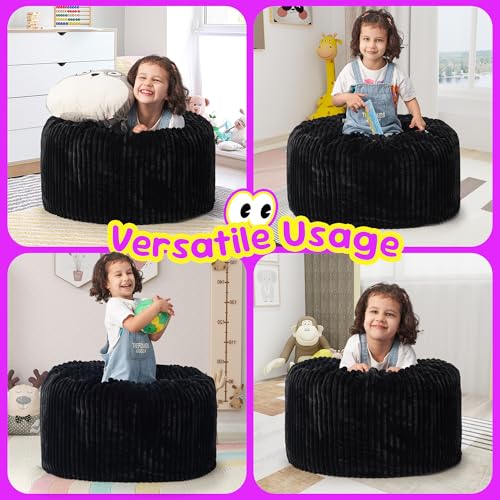 Hobestluk 5ft Bean Bag Chairs for Adults Large Beanbag Chair with Stripe Plush Cover Big Bean Bag Chair for Living Room Bedroom Dorm Office -Black