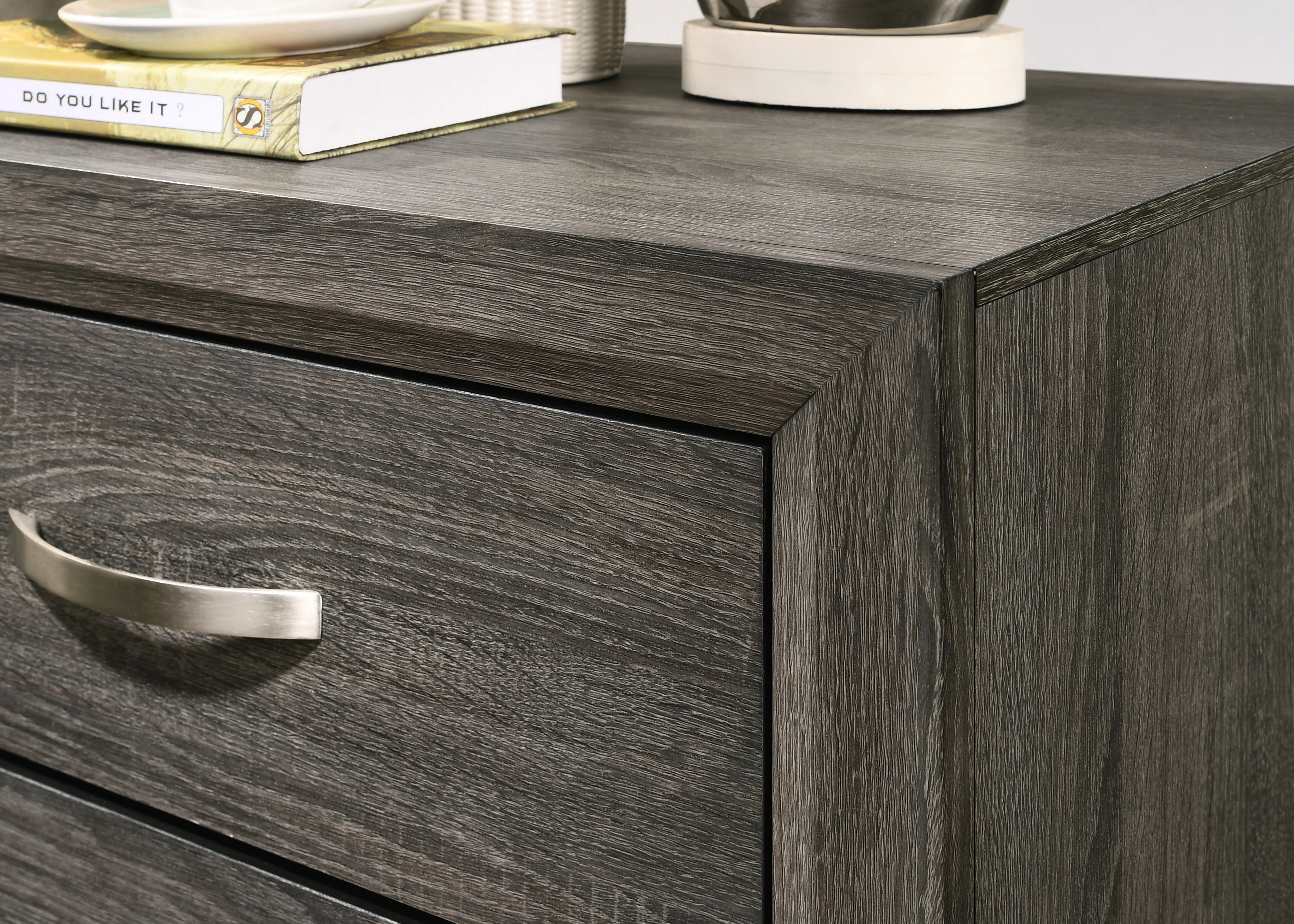 Stout Panel Bedroom Set with Bed, Dresser, Mirror, Nightstand, Chest, Wood, Dark Ash Gray, King Size
