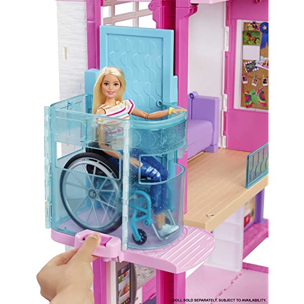 Barbie Dreamhouse Dollhouse with Wheelchair Accessible Elevator, Pool, Slide and 70 Accessories Including Furniture and Household Items